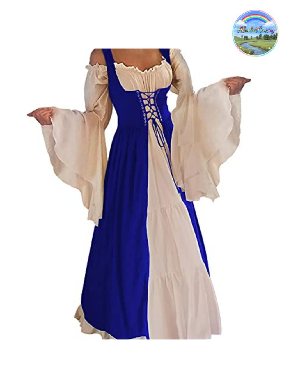 Medieval Renaissance Costume Long Flare Sleeve Floor Length Off Shoulder Dress